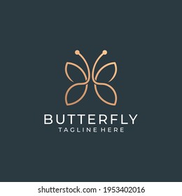 Butterfly monogram logo design vector concept. Logo can be used for icon, brand, identity, beauty, creative, gold, luxury, and business company