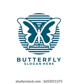 Plantilla de Vector de diseño de logotipo de monograma de mariposa