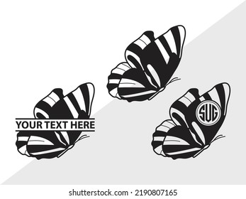 Ilustración de vectores imprimibles de monograma SVG de mariposa