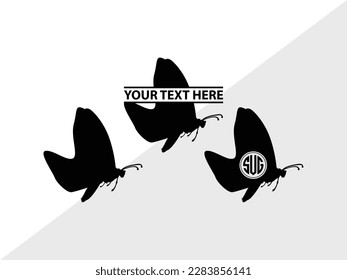 Butterfly Monogram Vector Illustration Silhouette
