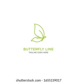 Butterfly with monoline or line art style logo template