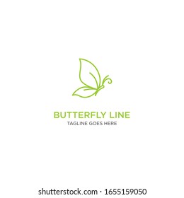 Butterfly with monoline or line art style logo template
