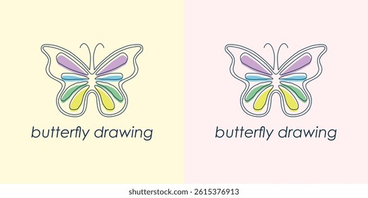 butterfly monoline logo vector icon illustration