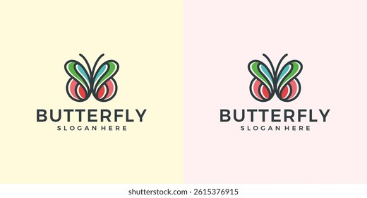 butterfly monoline logo vector icon illustration