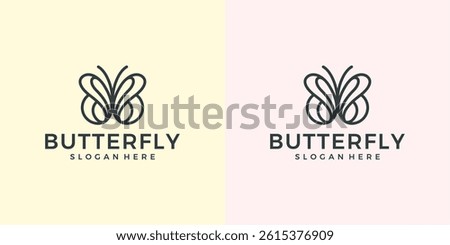 butterfly monoline logo vector icon illustration