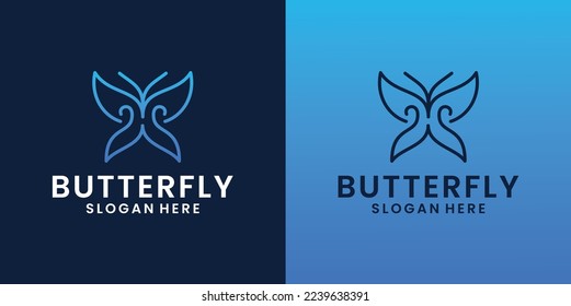 Butterfly monoline luxury logo design inspiration