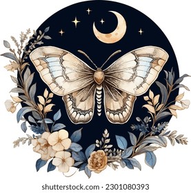 Una mariposa con luna sobre ella