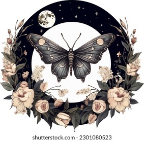 Una mariposa con luna sobre ella