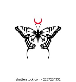 butterfly and moon vector illustration