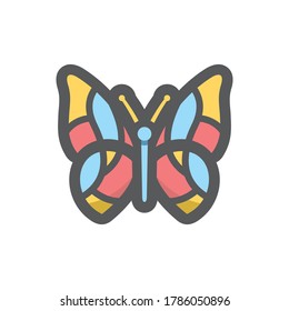 Butterfly mosaic Moth Vector icon Cartoon illustration