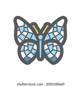Butterfly mosaic Moth Vector icon Cartoon illustration
