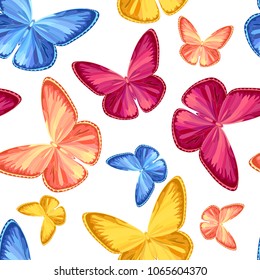 butterfly motels, seamless pattern, insect. Vector illustration.