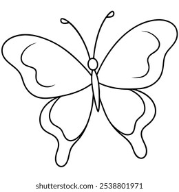 Butterfly moth. continuously line drawing of a beautiful flying butterfly. logo, business, decorative, spa, and social media concepts. Doodle vector illustration isolated on white background and victo