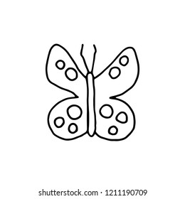 butterfly moth insect icon drawing isolated object on white background.