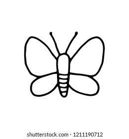 butterfly moth insect icon drawing isolated object on white background.