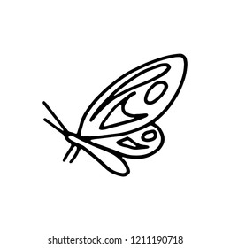 butterfly moth insect icon drawing isolated object on white background.