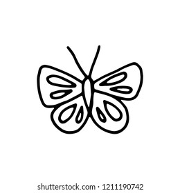 butterfly moth insect icon drawing isolated object on white background.