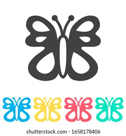 Butterfly multi color icon set. Simple glyph, flat vector of spring icons for ui and ux, website or mobile application