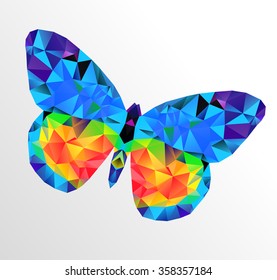 Butterfly  multicolor logotype. Abstract polygonal logo design concept for beauty salon, spa, cosmetics, plastic surgery. Vector logo template. 