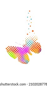 Butterfly multicolored abstract. A butterfly made of dots. Vector illustration