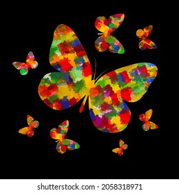 Butterfly multicolored abstract. Vector illustration