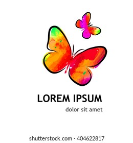 Butterfly multicolored logo. Vector