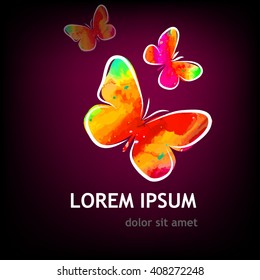 Butterfly multicolored logo. Vector