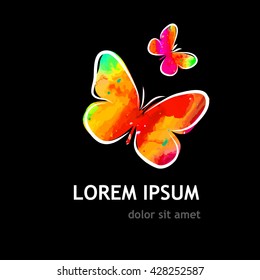 Butterfly multicolored logo. Vector