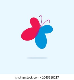 Butterfly with multi-colored wings. Vector illustration. Logo, symbol. A butterfly in flight.