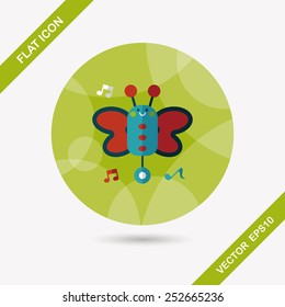 Butterfly music toy flat icon with long shadow,eps10