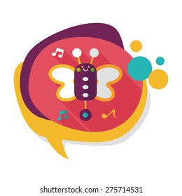 Butterfly music toy flat icon with long shadow,eps10