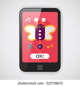 Butterfly music toy flat icon with long shadow,eps10