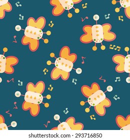 Butterfly music toy flat icon,eps10 seamless pattern background
