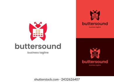 butterfly music vector logo design