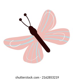Mariposa en un estilo ingenuo. Ilustración plana del vector