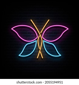 butterfly neon logo sign vector