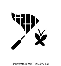 Icono negro de red de mariposa, ilustración conceptual, símbolo plano vectorial, signo de glifo.