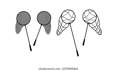 Butterfly net for catching bugs and insects silhouette, vector icon for apps and websites