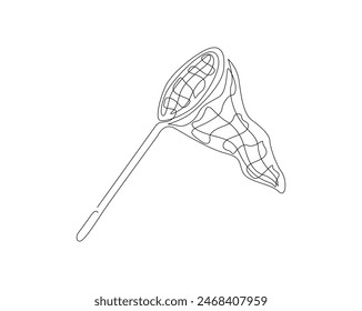 Butterfly net, fish net. Continuous one line drawing of butterfly net. Editable stroke.