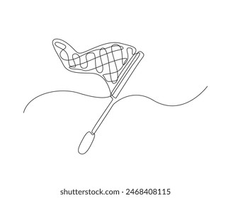 Butterfly net, fish net. Continuous one line drawing of butterfly net. Editable stroke.