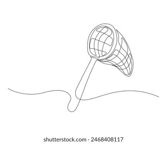 Butterfly net, fish net. Continuous one line drawing of butterfly net. Editable stroke.