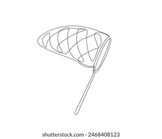 Butterfly net, fish net. Continuous one line drawing of butterfly net. Editable stroke.