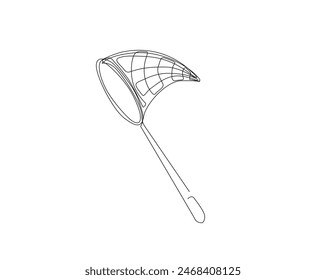 Butterfly net, fish net. Continuous one line drawing of butterfly net. Editable stroke.