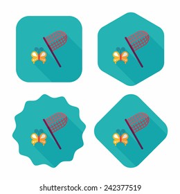 butterfly net flat icon with long shadow,eps10