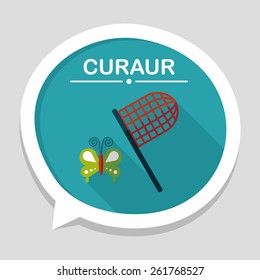 butterfly net flat icon with long shadow,eps10