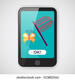 butterfly net flat icon with long shadow,eps10