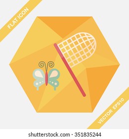 butterfly net flat icon with long shadow,eps10
