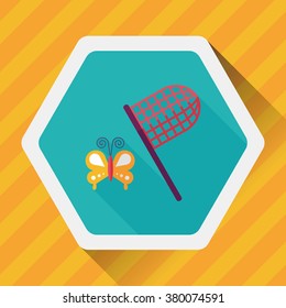 butterfly net flat icon with long shadow,eps10