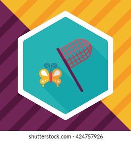 butterfly net flat icon with long shadow,eps10