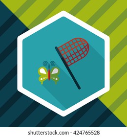 butterfly net flat icon with long shadow,eps10